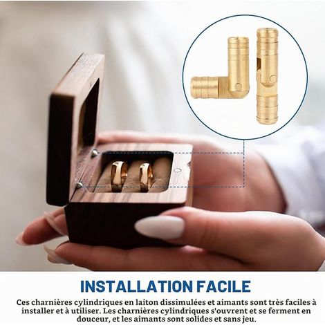 Laiton Cylindre Charnières Rond Aimants Mini Invisibles Dissimulées Tonneau Charnières pour Boîtes à Bijoux Bois Porte Armoire Petits Meubles Meubles Bois (1/2)