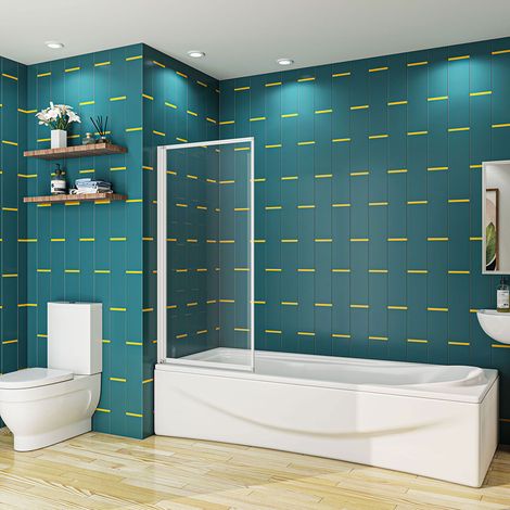 Biubiubath 1 Fold Folding Bath Shower Screen Panel 700x1400mm (1/5)