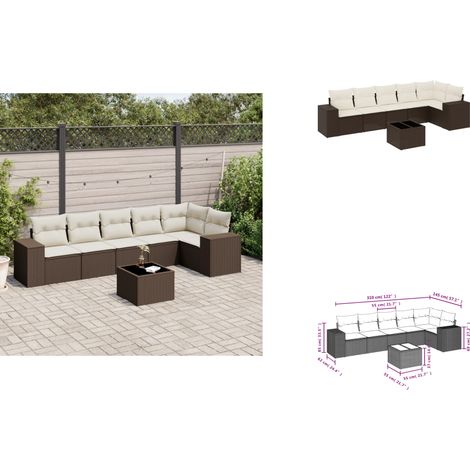 7-tlg. Garten-Sofagarnitur mit Kissen Braun Poly Rattan - Garten Sofagarnitur - Garten Sofagarnituren - Outdoor Sofagarnitur - Sofagarnitur Terrasse