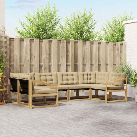 vidaXL Outdoor-Sofagarnitur mit Kissen 6 pcs Weiß und Beige (1/5)
