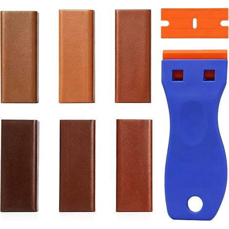 8 Pcs Kit de Réparation de Cire Dure, Cire de Réparation de Meubles pour Bois/Carrelage/Parquet/Laminé/Vinyle/Linoleum, Cire de Bois, Mastic de Réparation pour Rayures, Dommages, Trous (1/5)