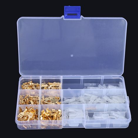 270 Pièces Connecteurs Fils Mâles et Femelles en Laiton Doré avec Manchons Isolants - Kit de Cosses Électriques avec Boîte de Rangement