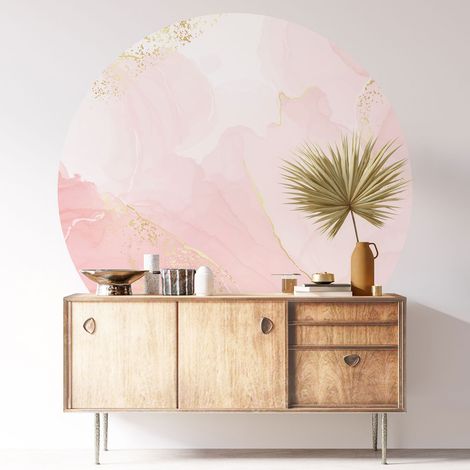 Sticker mural rond / cercle - Effet Marbré - Diamètre 30 cm - Adhésif MAT (1/3)