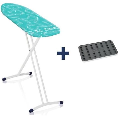 Leifheit Airboard L Solid Shoulder Tavolo da Stiro, con Speciale Adattamento Alle Spalle, per Ferri da Stiro, a Vapore con Poggiaferro in Silicone, Copriasse con Effetto Stiro su due Lati, Turchese (1/3)