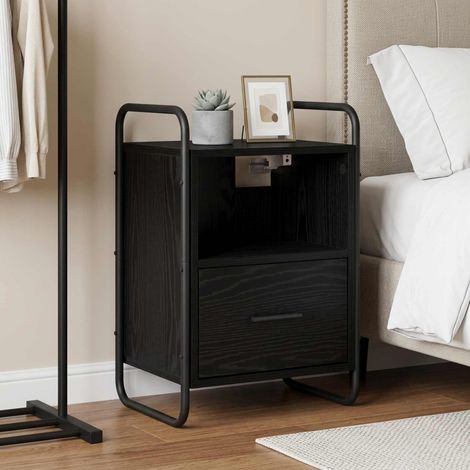 vidaXL Cabinet de chevet suspendu Chêne noir 40 x 30 x 60 cm (1/5)
