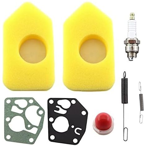 VURAHOME - Lot de 2 filtres à air et membrane, ressort de régulateur pour moteurs Briggs & Stratton Quattro 3,5-4,5 CV, Q 45 Classic Sprint 450 500 550 Series 698369 795083 694394 692211 691859 (1/5)