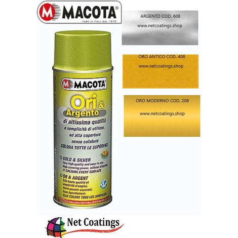 Macota Vernice bomboletta Spray 400ml Effetto Argento Smalto Acrilico Non Cola (1/5)