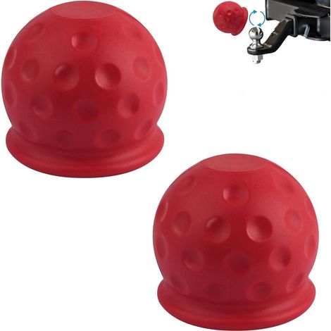 2x Anhängerkupplung Abdeckung für 50mm Kugelkopf, Gummi Schutzhülle Rot (1/5)