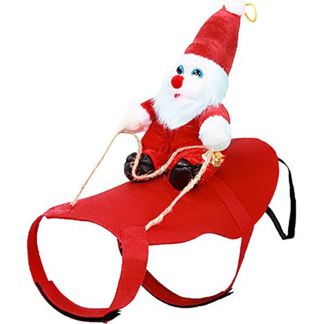 Costume De Noël Pour Animal De Compagnie - Santa Claus Sur Chien - Tissu Feutre Respirant - Bretelles Réglables - Tailles S À XL (1/5)