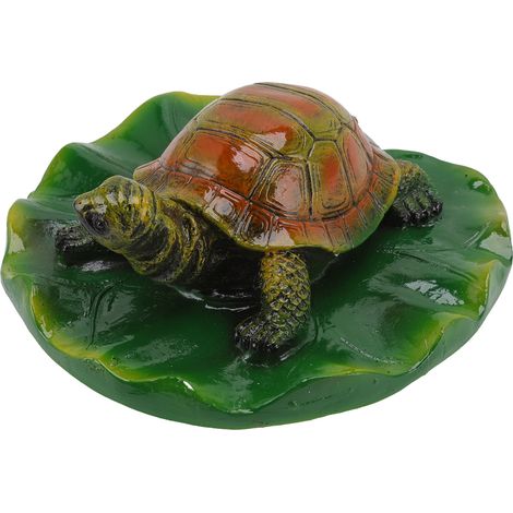 Statues d'animaux de jardin - Figurines d'animaux de jardin mignonnes et réalistes en résine synthétique pour patio, terrasse, bureau, maison - Tortue feuille de lotus