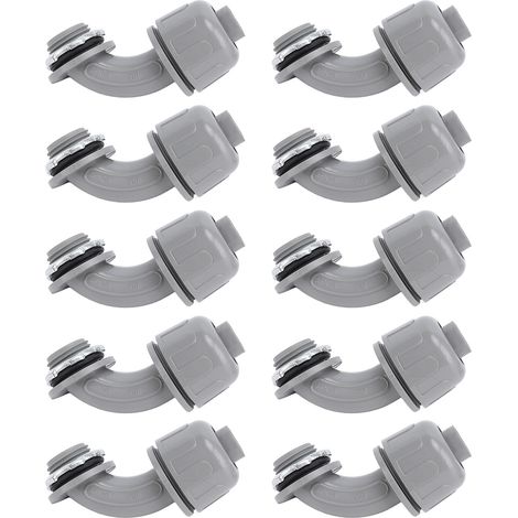 Ortviai Raccord étanche non métallique 90° Nylon 1" NPT - 10 pièces pour conduit électrique flexible