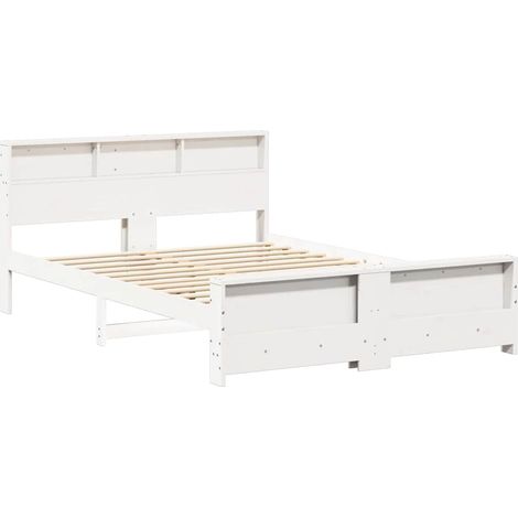 Lit double,Lit adulte,Cadre de lit Blanc 140 x 200 cm Bois massif en pin CFW2465714 (1/5)