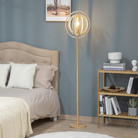 Lampadaire sur Pied Circulaire 40 W Max. Abat-Jour bois naturel clair dimensions Ø 38 x 160 cm