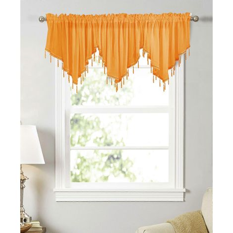 Einfarbige, fertige Fenstergardine, 51x24, Schlafzimmer, Heimdekoration, Dreieck-Gardine, Fenstergitter, Küchen-Kurzgardine (Gelb) (1/3)