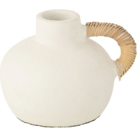 Vase Déco "Léo" 36cm Blanc & Naturel (1/2)