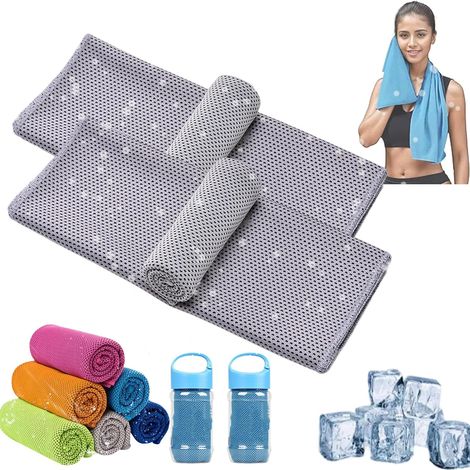 Serviette rafraîchissante, serviettes glacées, serviette de gym douce et respirante pour le cou et le visage, châle rafraîchissant à séchage rapide pour l'entraînement (gris2) (1/5)