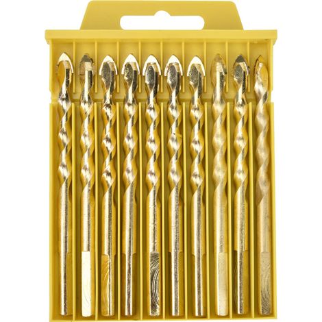 Foret hélicoïdal triangulaire en carbure, mèche rainurée pour carrelage céramique et verre (6mm, lot de 10) (1/5)