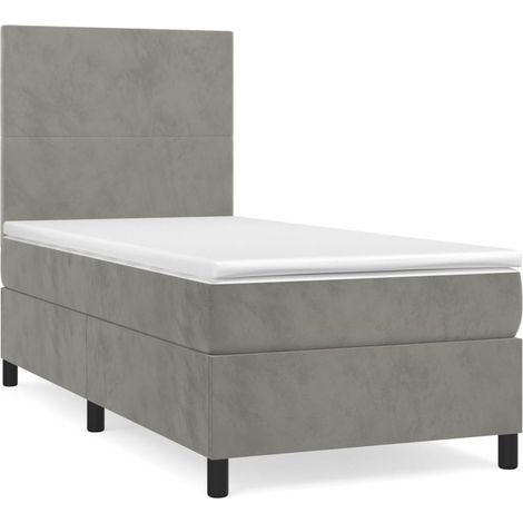 Maison Exclusive - Sommier à lattes de lit et matelas Gris clair 90x200 cm Velours (1/5)