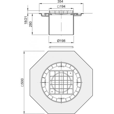 ACO Aufsatzstück AV-Selecta PP 196x196 L15/ rutschh./mit Rost/ verl. Ausführung, 5084.97.01