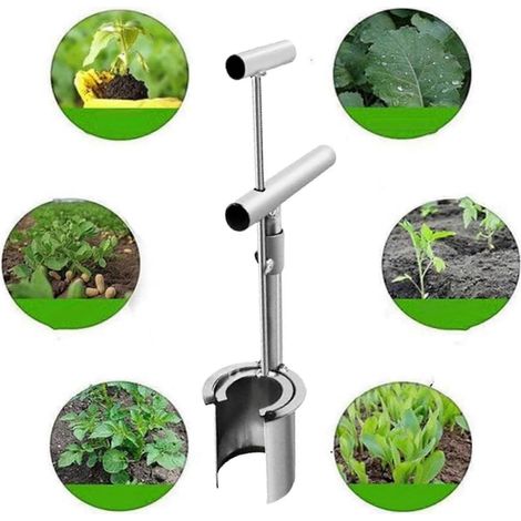 Filiyano – Outil de plantation d'oignons à long manche, outil de jardin à base dentelée pour la plantation d'oignons avec poignée souple, planteuse (1/5)
