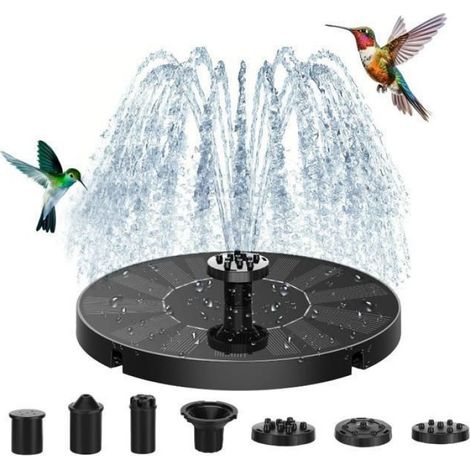 Fontaine Solaire Exterieure de Jardin, Flottante Pompe Bassin Solaire avec 7 Buse, Fontaine Solaire pour Bassin Jardins, Étangs (1/5)