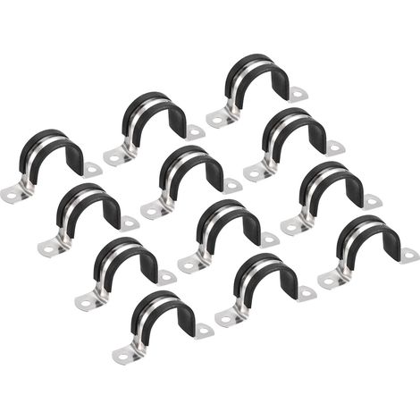12pcs 30mm Collier de Serrage Caoutchouc Amorti 304 Inox Acier Attache Grillage Rigide Clip Fixation Sangle pour Tube Tuyau (1/5)