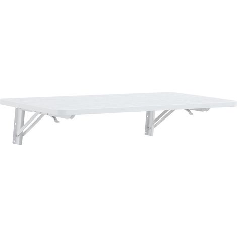Tavolo pieghevole a parete in MDF bianco 80 x 40 cm con supporto in metallo (1/5)