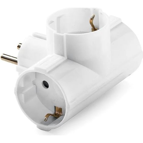 Adaptador triple schuko 2p+t, 16a 250 v, blanco, retractilado