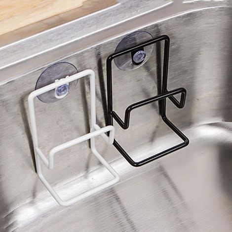 Wharick Schwammaufbewahrungs- und Trockengestell, Abtropfgestell mit Saugnapf aus Metall für Spülbecken, Ablage für diverse Gegenstände (1/4)