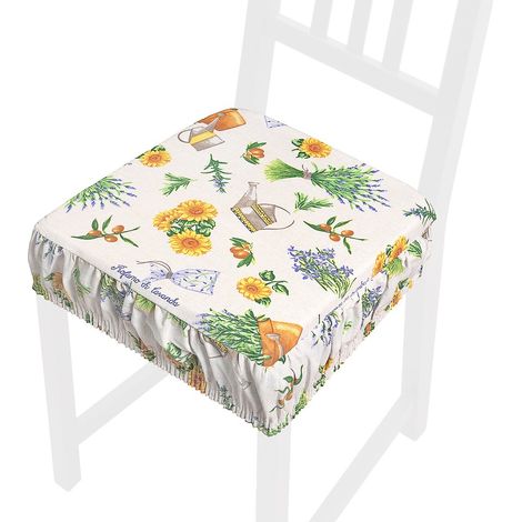 Cuscino Sedia Lavanda Cotone Sfoderabile Lavabile Coprisedia Fascia Elastica Country Shabby Chic (1/2)
