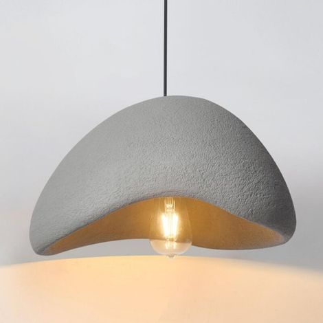 Suspension Luminaire Vintage Créativité, Ciment Abat-jour Décoration Lustre E27 Gris Plafonnier Pour Salon Cuisine Salle à Manger Chambre, 30CM