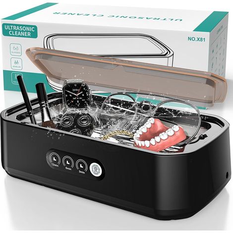Nettoyeur Ultrasonique 48kHz 650ml - Nettoyage Profond 360° à Toucher Unique, Spécialisé pour Lunettes, Bijoux et Prothèses Dentaires