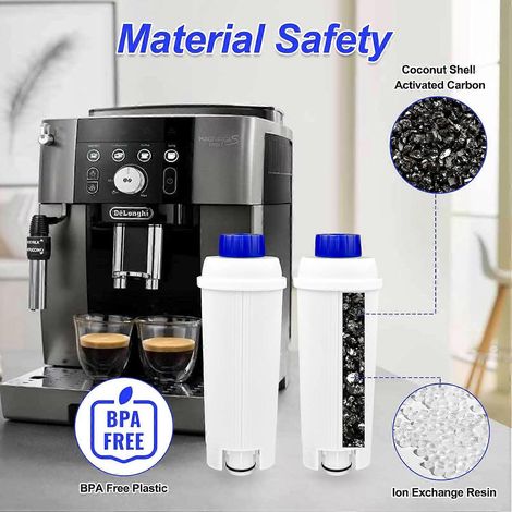 waterfilters, compatibel met DeLonghi DLSC002, ECAM, ETAM, serie koffiezetapparaten, koffiefilter, ontkalker, waterontharder (1/4)