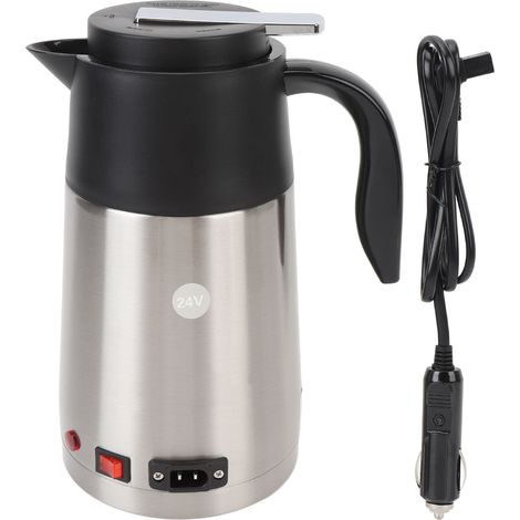 Bouilloire électrique portable 24 V 200 W pour voiture, camping-car, caravane ou camion. Chauffe-eau haute puissance 1,3 L en acier inoxydable. Idéale pour le café, le lait et autres boissons. (1/5)