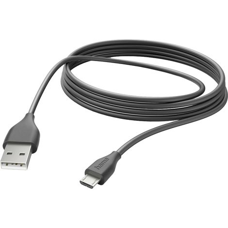 Hama USB-Ladekabel USB 2.0 USB-A Stecker, USB-Micro-B Stecker 3.00 m Schwarz 00201588