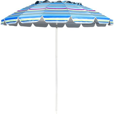 Ombrellone 2,43m da spiaggia con protezione solare UPF50+ inclinato, Ombrellone portatile da esterno Azzurro (1/4)