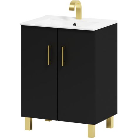 Meuble de salle de bain Viki 50 avec vasque, noir (1/5)