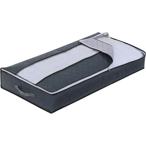 Bolsa de almacenamiento grande para debajo de la cama con asa reforzada, color gris.