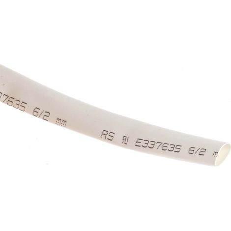 Gaine thermorétractable RS PRO, Dia. 6mm Blanc rétreint 3:1, 7m ( Prix pour Bobine de 7 Mètres ) (1/2)