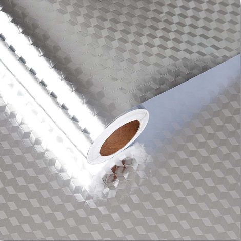 Film adhésif cuisine aluminium 4pcs 40x1m crédence autocollante étanche anti-graisse papier protection meuble cuisine plan de travail résistant chaleur durable