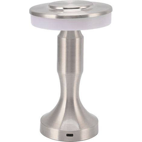Tragbare LED-Tischleuchte mit Berührungssensor, 3 Farbtemperaturen, Akku, Nachttischlampe für Esszimmer, Silber (1/5)