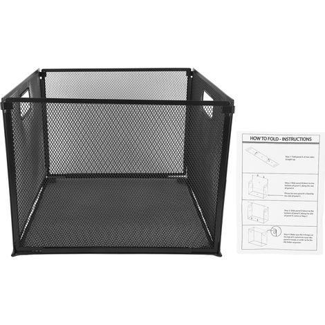 Corbeille à fichiers pliable en fer, grand format, rangement de bureau pour livres et magazines, maille métallique résistante (1/5)