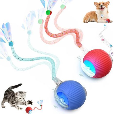 2 juguetes interactivos para gatos, Juguete interactivo para gatos con sensor de movimiento y LED, 3 modos, Recargable por USB, C, Rojo, Azul (1/5)