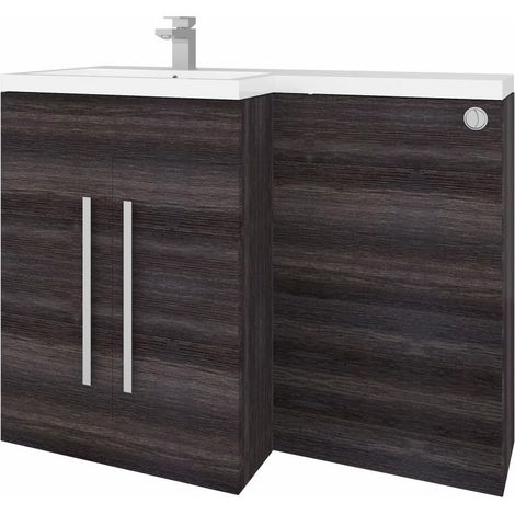 1100mm L Shape LH Combination Vanity Unit Grey & BTW Toilet Unit (1/5)