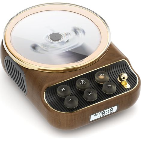 Portable CD Player and Radio Speaker Bluetooth 5.3 Speaker  Retro Portable Bluetooth CD Player with Radio, Built-in Speaker, Support USB and AUX/TF 4000mAh (1/5)
