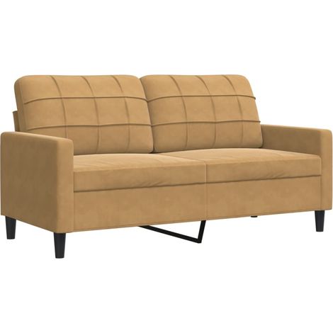 Canapé à 2 places,Sofa pour Salon,Banquette Marron 140 cm Velours CFW270826 (1/5)