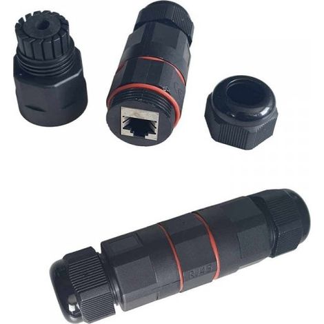 2 Connettori Rete RJ45 IP68 Forma I Manicotto Collegamento Cavo Esterno 105x30mm
