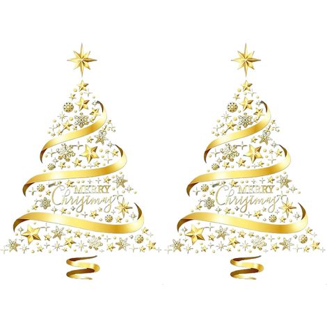 Autocollants de Noël imperméables en PVC pour fenêtres, décorations de Noël, autocollants dorés pour sapin de Noël (1/5)