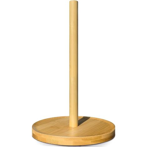 Porte-essuie-tout en bambou autoportant, support de comptoir pour cuisine, rangement pratique pour rouleaux de papier, accessoire décoratif et fonctionnel pour plan de travail et maison (1/5)