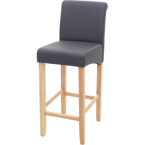 Taburete de bar trona x1 diseño clásico con reposapiés en PVC gris mate pies claros 040005269